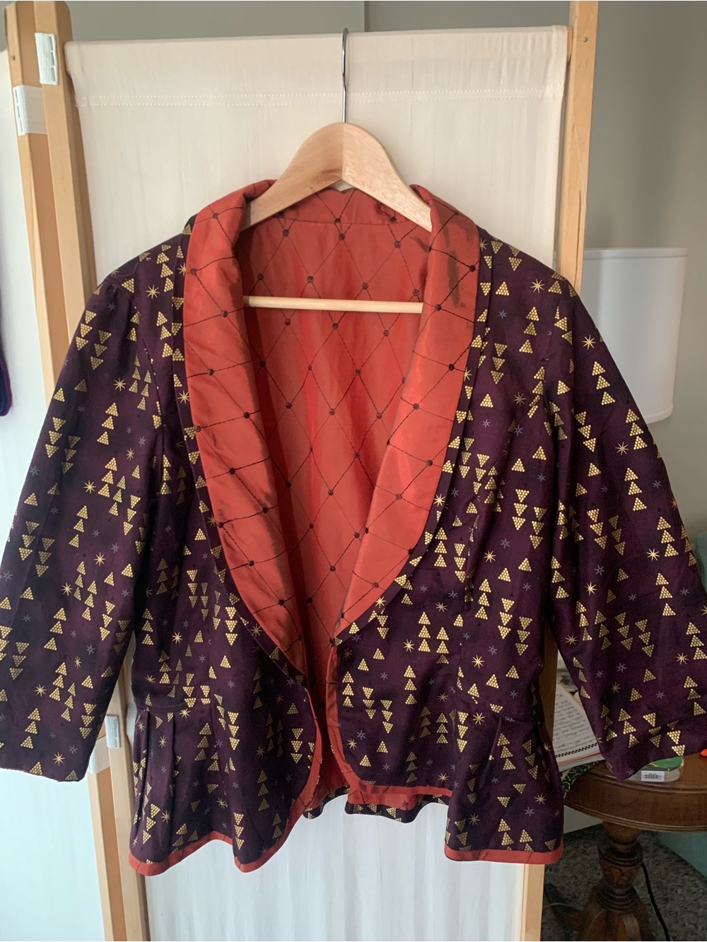 Purple Blazer with Cowl Lapels and Artsy Tailored Design
